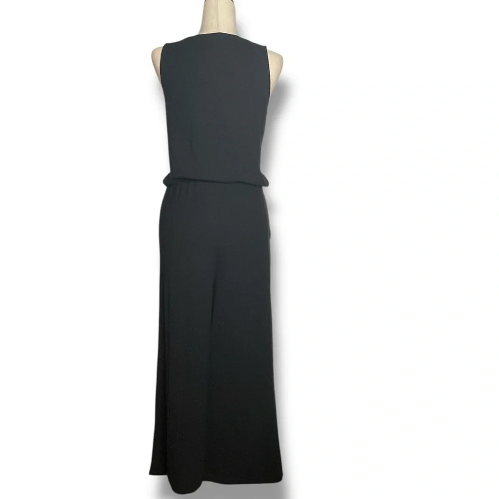 Daily Ritual Black Ribbed Scoop Neck Wide Leg Cropped Lounge Jumpsuit Size Small